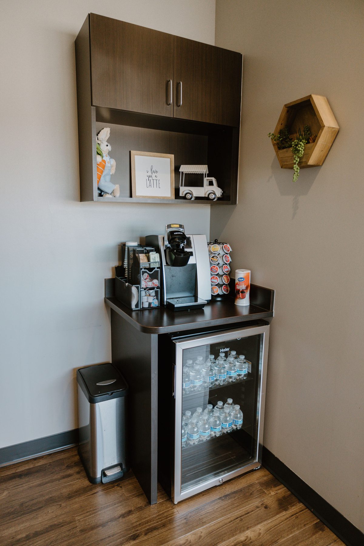 Complimentary coffee and refreshment bar for patients